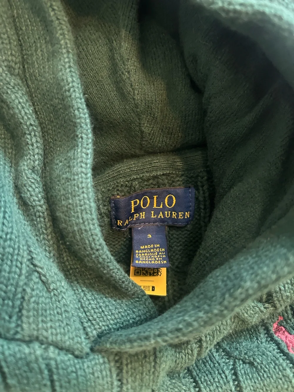 Ralph Lauren Boys Cable-Knit Cotton Hooded Sweater in Green